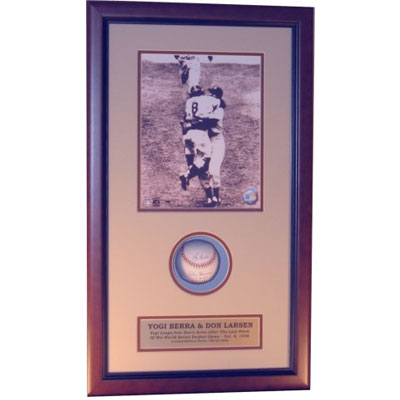 Berra and Larsen with Signed Baseball