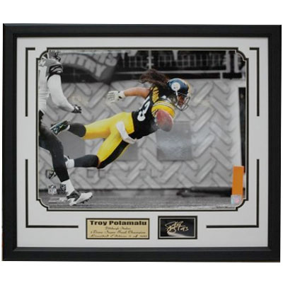 Troy Polamalu Framed Photo with Engraved Signature