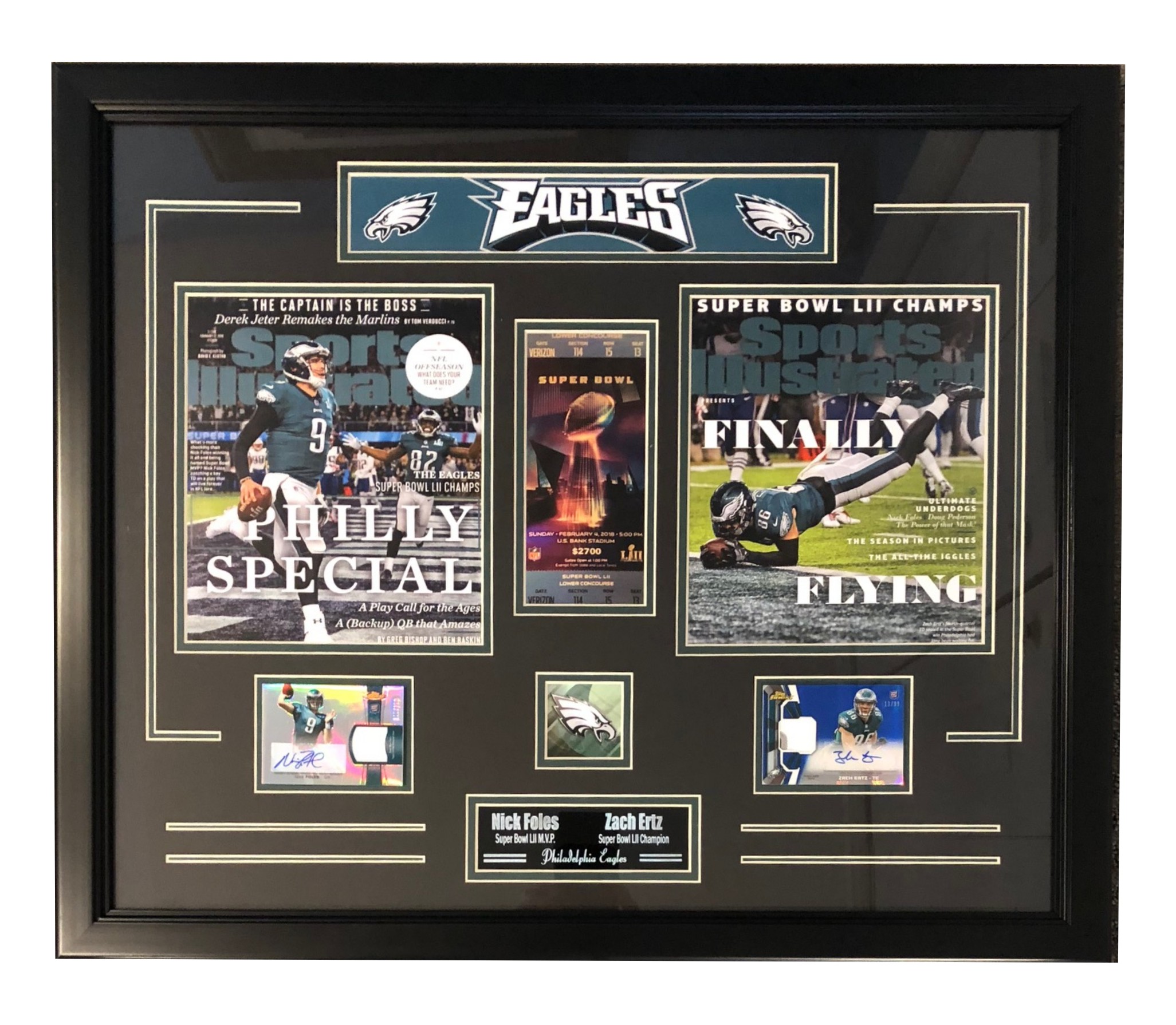 Nick Foles and Zach Ertz framed Sports Illustrated Covers with autographed cards