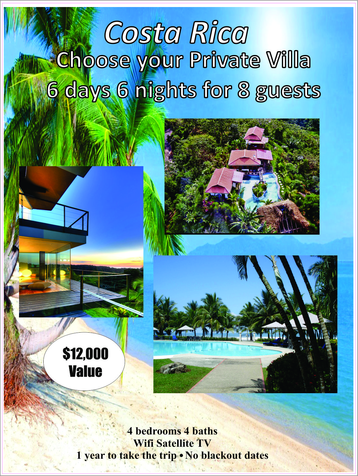 Costa Rica 6 days and 6 Nights for 8 guests